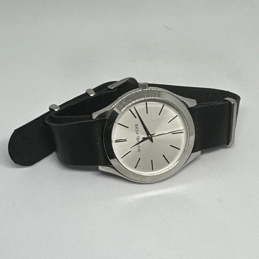 Michael Kors Slim Runway MK2508 Women's Black Leather Analog Dial Watch HME650